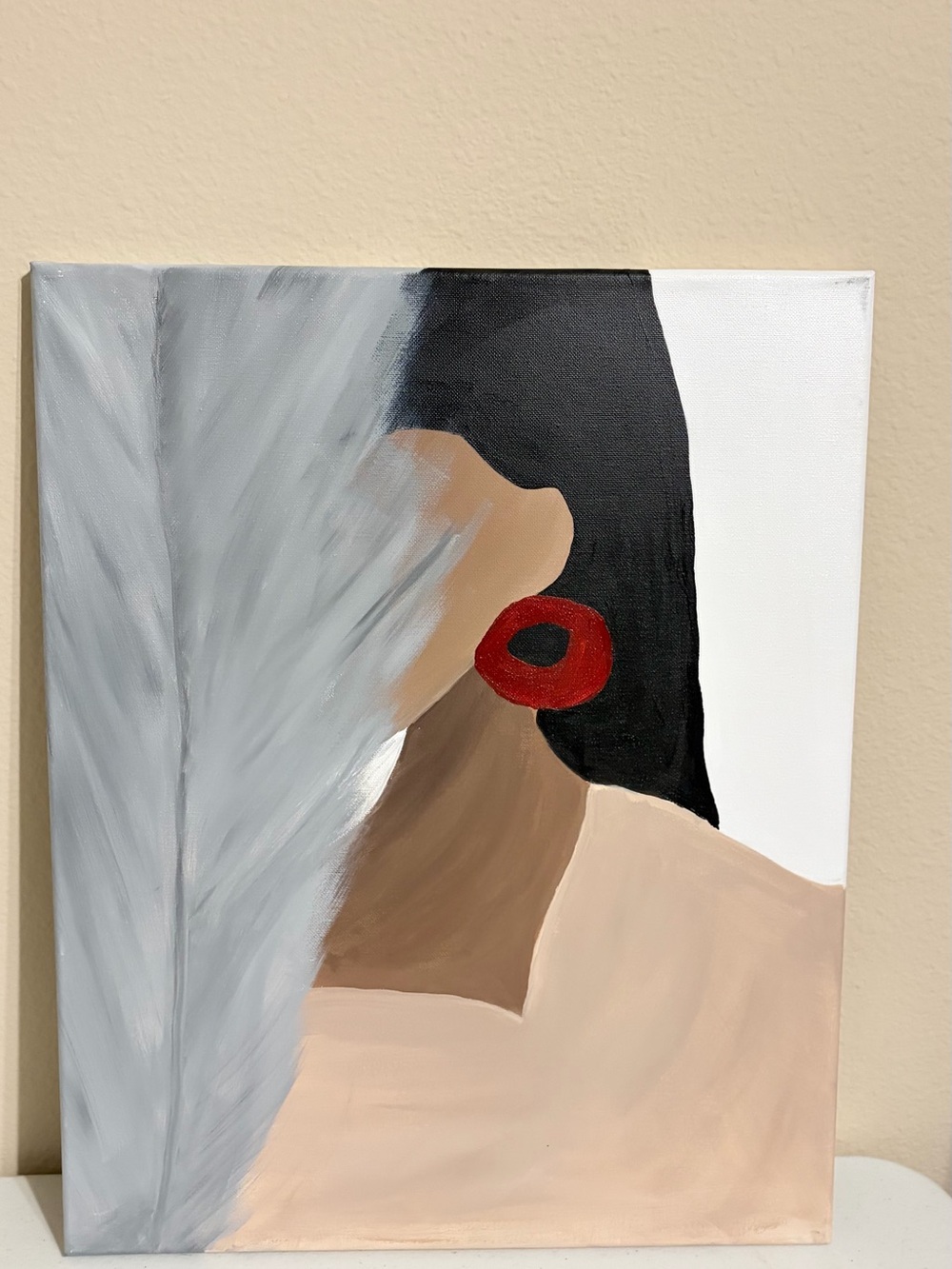 Abstract Woman Portrait Canvas Art, Hand Painted Acrylic Wall Art, Size 16x20 in